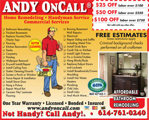 Andy On Call Handyman Services Coupon